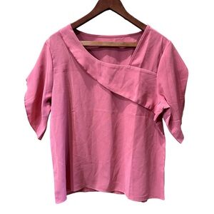 PRICED TO GO!! Rust Asymmetrical Swoop Collar Blouse